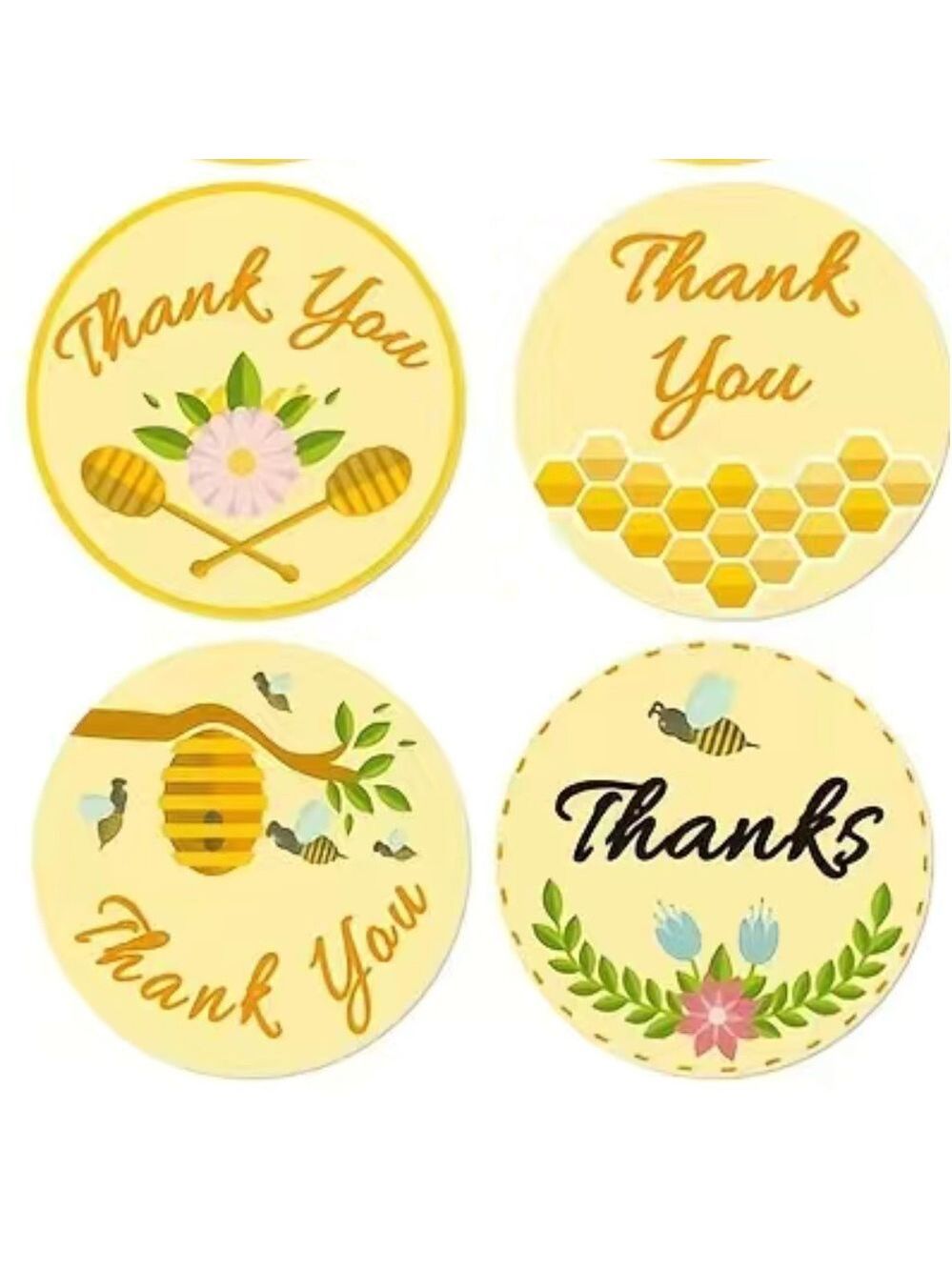 500 Roll Bee Honeycomb Sealing Thank You Sticker 1 inch Round - Picture 3 of 3